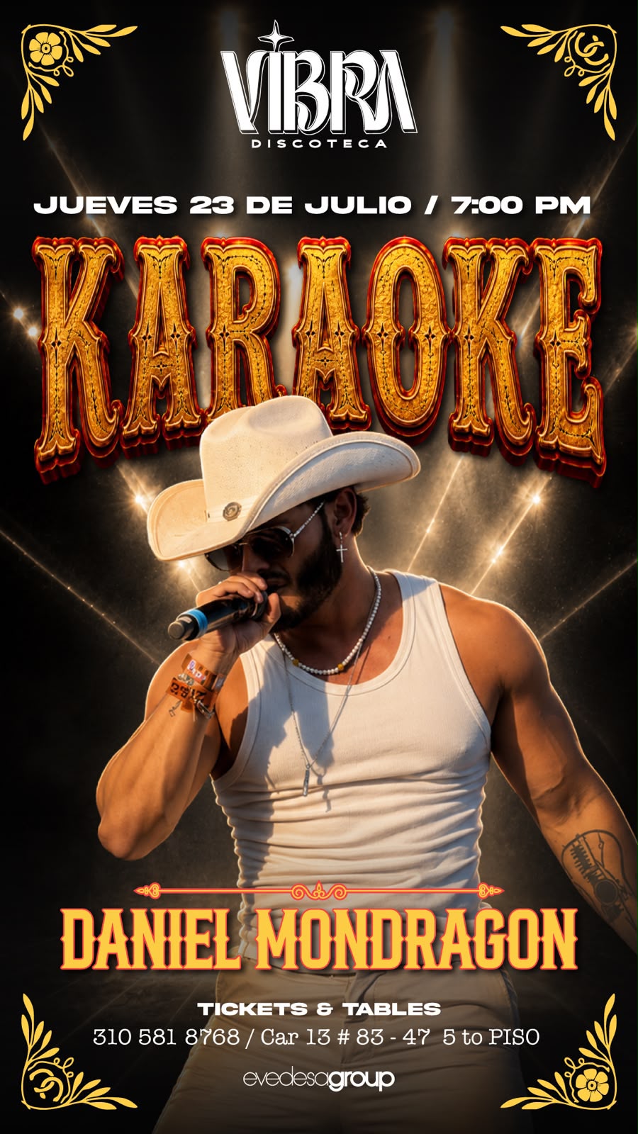 Flyer Karaoke con Daniel Mondragón, jueves 23 de julio